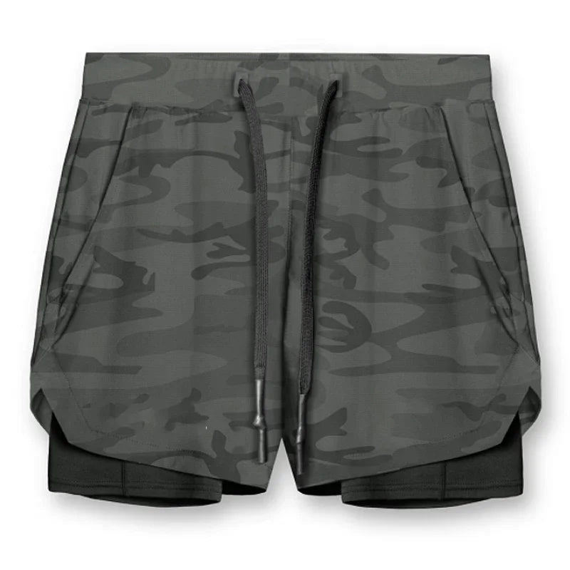 Mens Gyms Fitness 2 in 1 Quick Dry Shorts