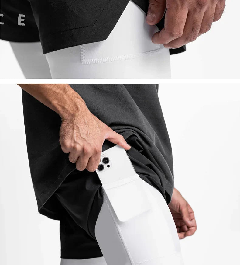 Mens Gyms Fitness 2 in 1 Quick Dry Shorts