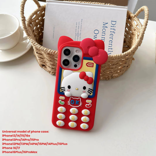 Cute 3D Telephone Hello Kitty Phone Case for iPhone