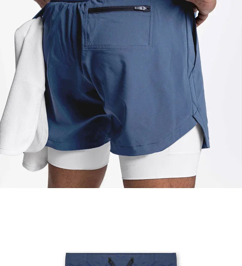 Mens Gyms Fitness 2 in 1 Quick Dry Shorts