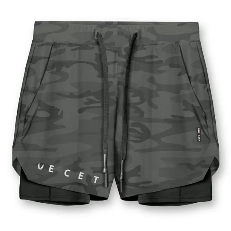Mens Gyms Fitness 2 in 1 Quick Dry Shorts