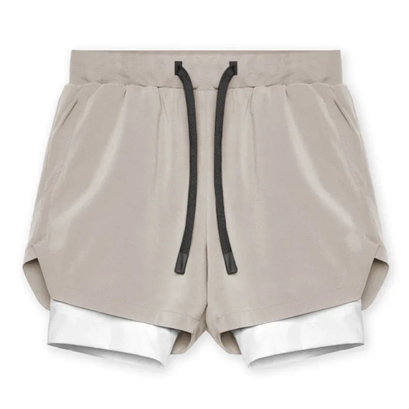 Mens Gyms Fitness 2 in 1 Quick Dry Shorts