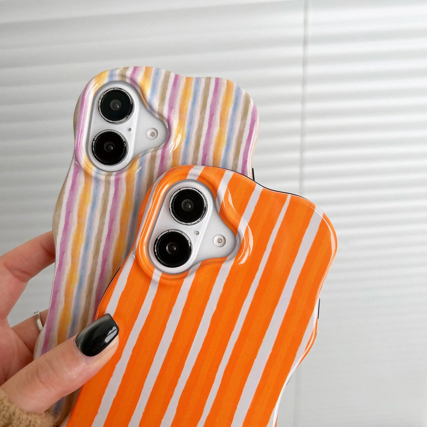 Fashion 2 in 1 Glossy Stripes Phone Case for iPhone