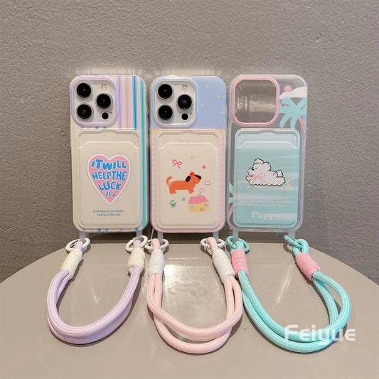 Cute Soft Phone Case with a Card Holder Wallet Shockproof Cover
