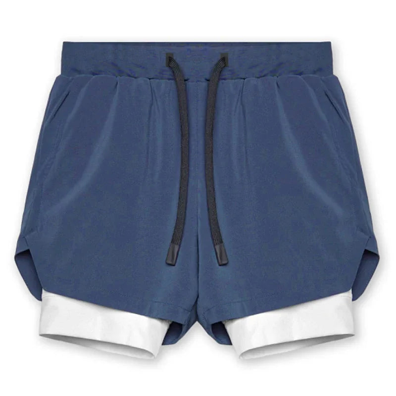 Mens Gyms Fitness 2 in 1 Quick Dry Shorts
