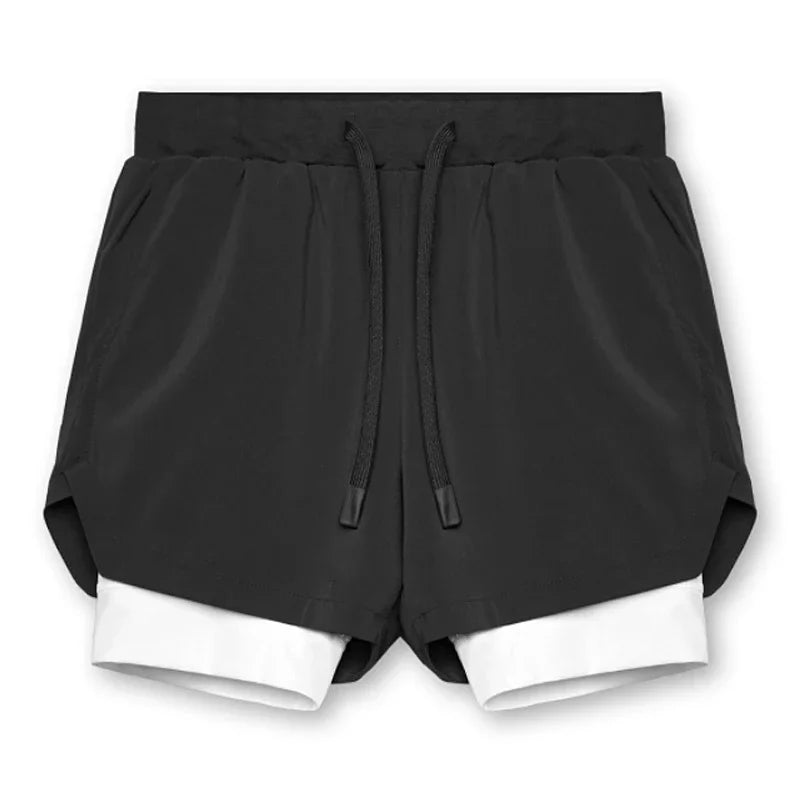 Mens Gyms Fitness 2 in 1 Quick Dry Shorts