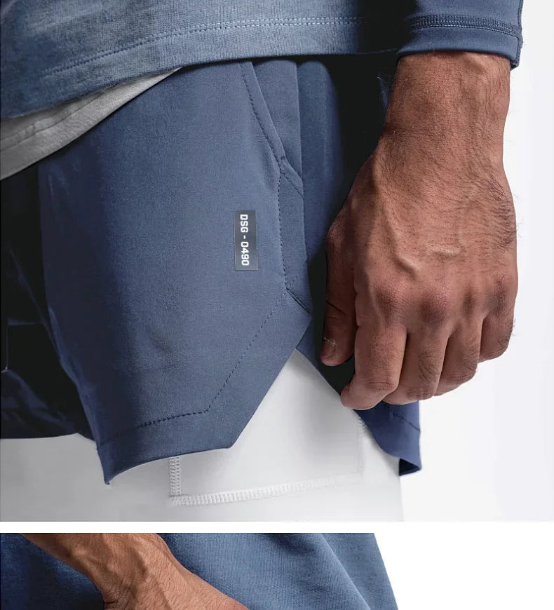 Mens Gyms Fitness 2 in 1 Quick Dry Shorts