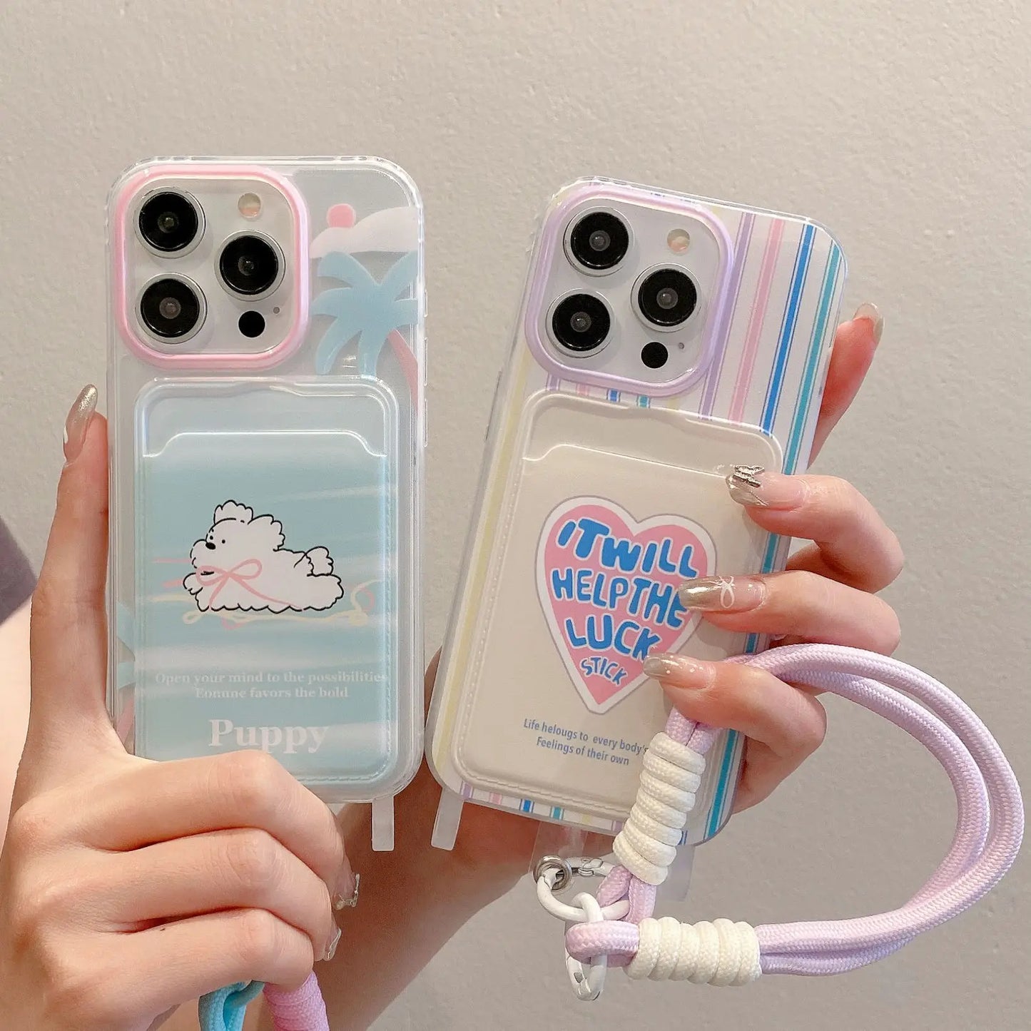 Cute Soft Phone Case with a Card Holder Wallet Shockproof Cover