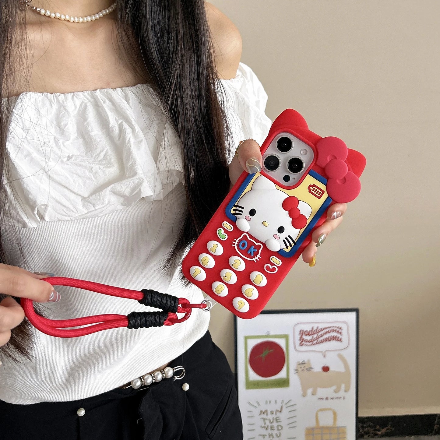 Cute 3D Telephone Hello Kitty Phone Case for iPhone