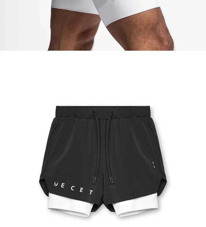 Mens Gyms Fitness 2 in 1 Quick Dry Shorts