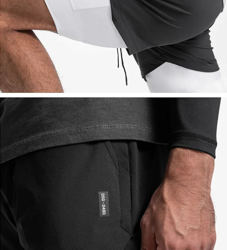 Mens Gyms Fitness 2 in 1 Quick Dry Shorts