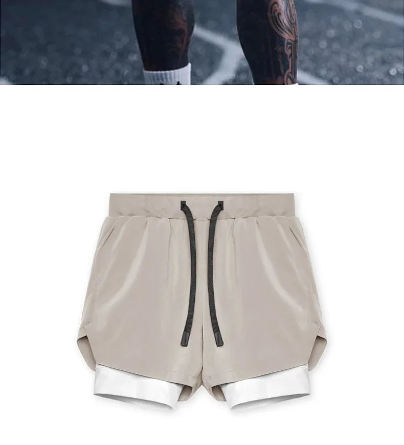 Mens Gyms Fitness 2 in 1 Quick Dry Shorts