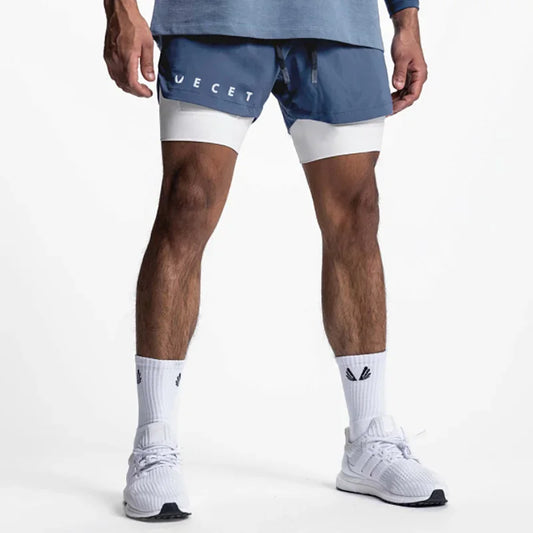 Mens Gyms Fitness 2 in 1 Quick Dry Shorts