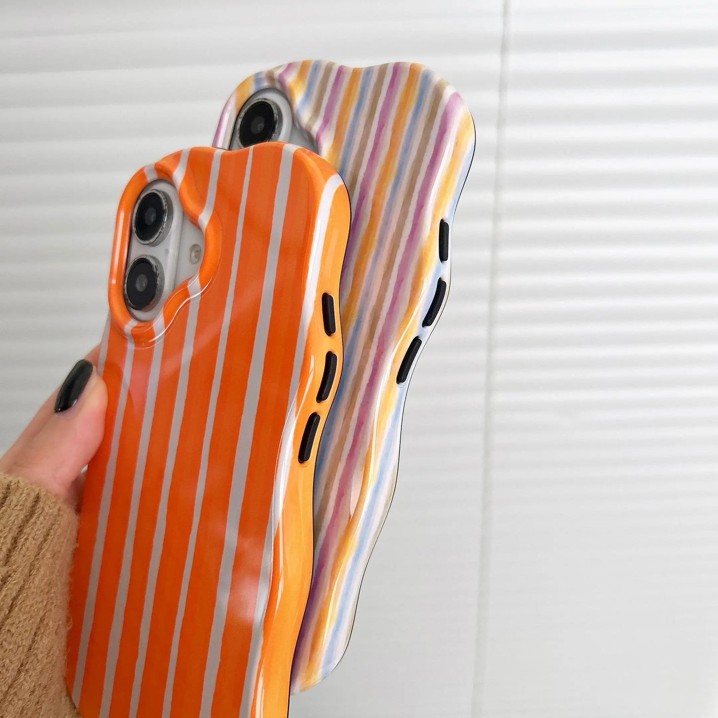 Fashion 2 in 1 Glossy Stripes Phone Case for iPhone