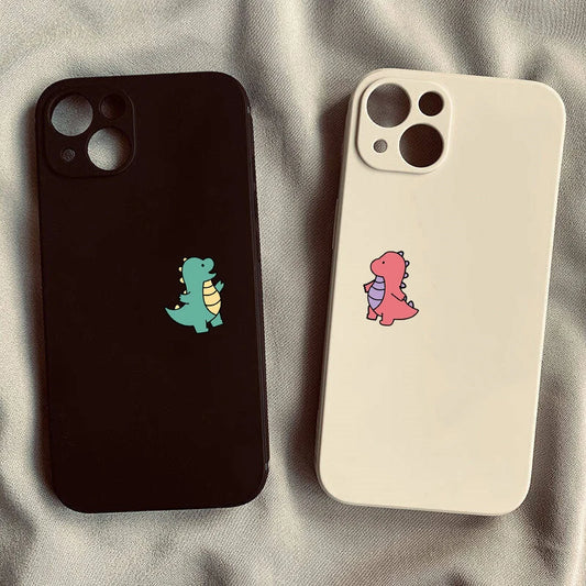 Cute Dinosaur Couple Phone Case for iPhone with Shockproof Cover Fundas