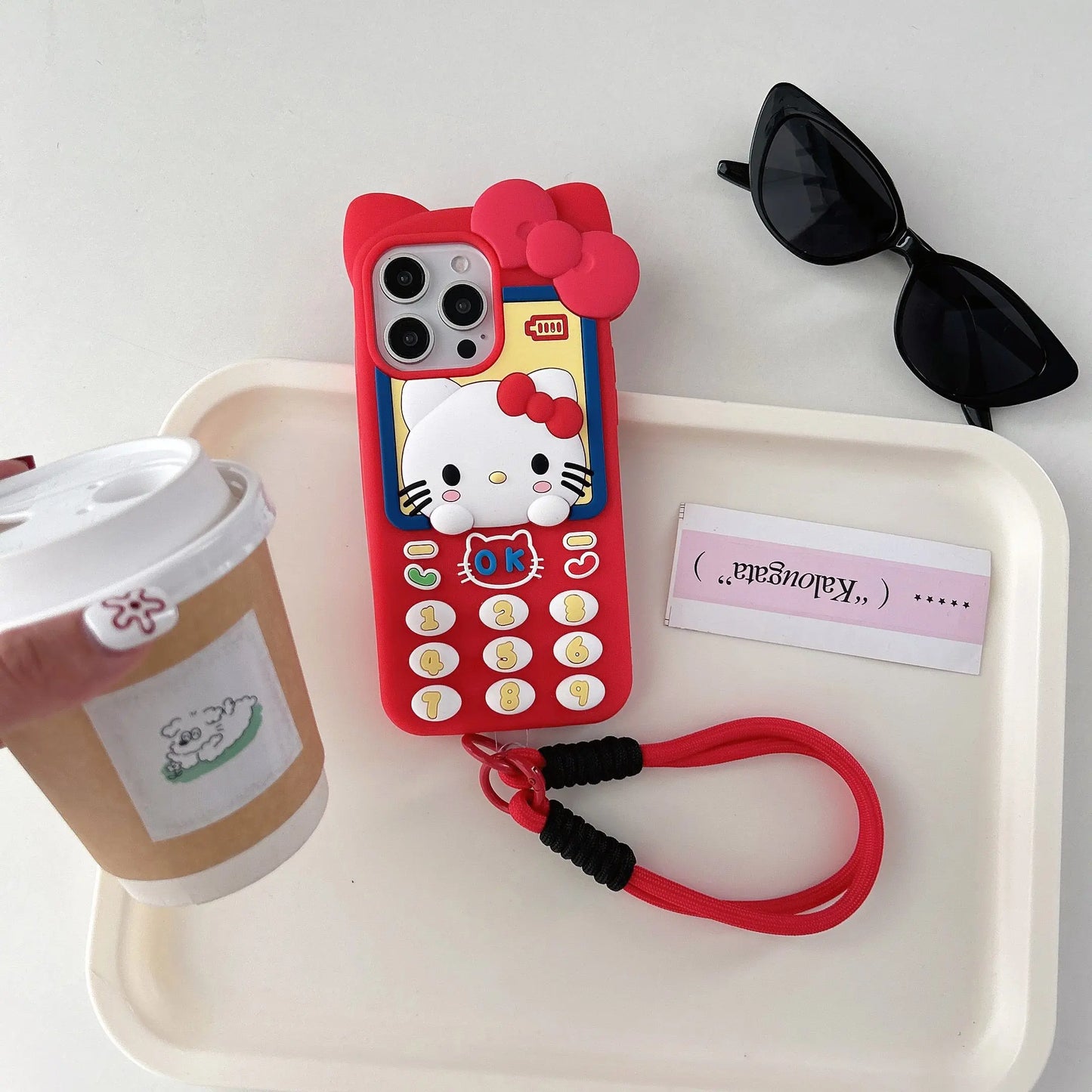 Cute 3D Telephone Hello Kitty Phone Case for iPhone