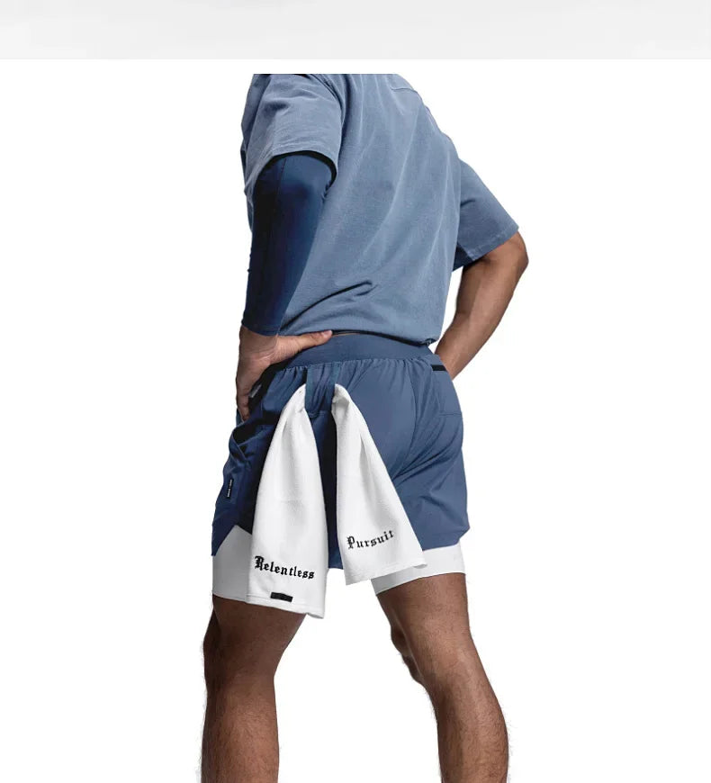 Mens Gyms Fitness 2 in 1 Quick Dry Shorts