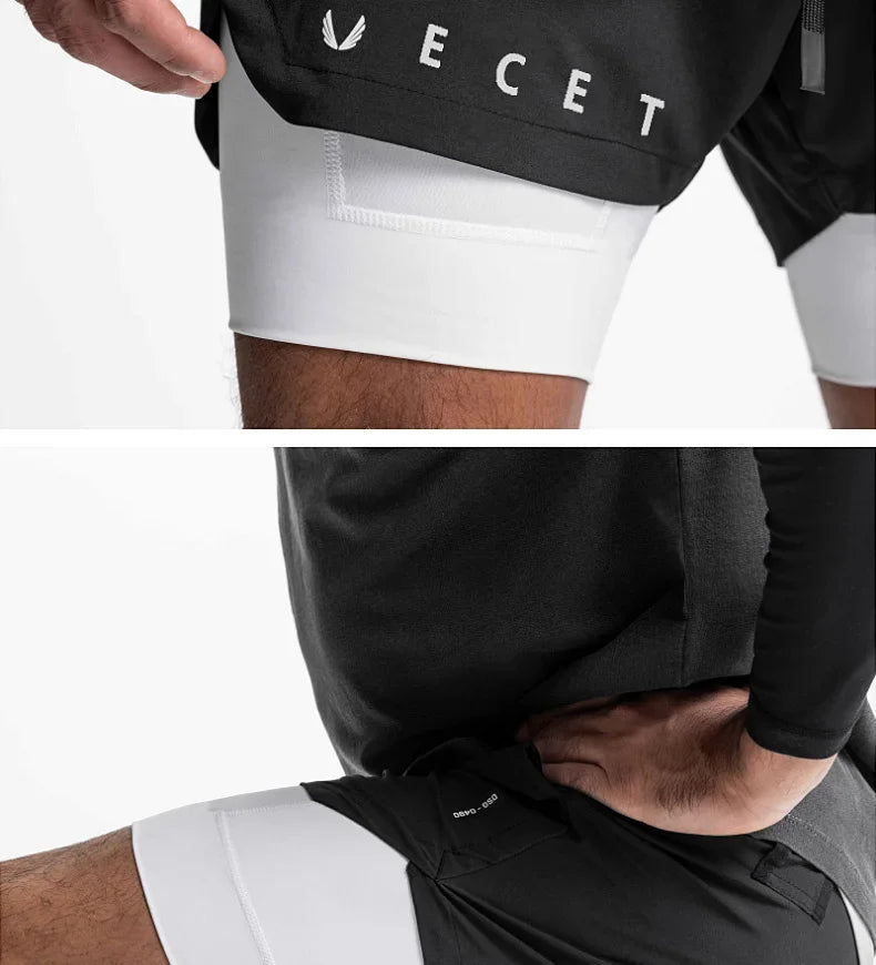 Mens Gyms Fitness 2 in 1 Quick Dry Shorts
