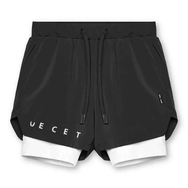 Mens Gyms Fitness 2 in 1 Quick Dry Shorts