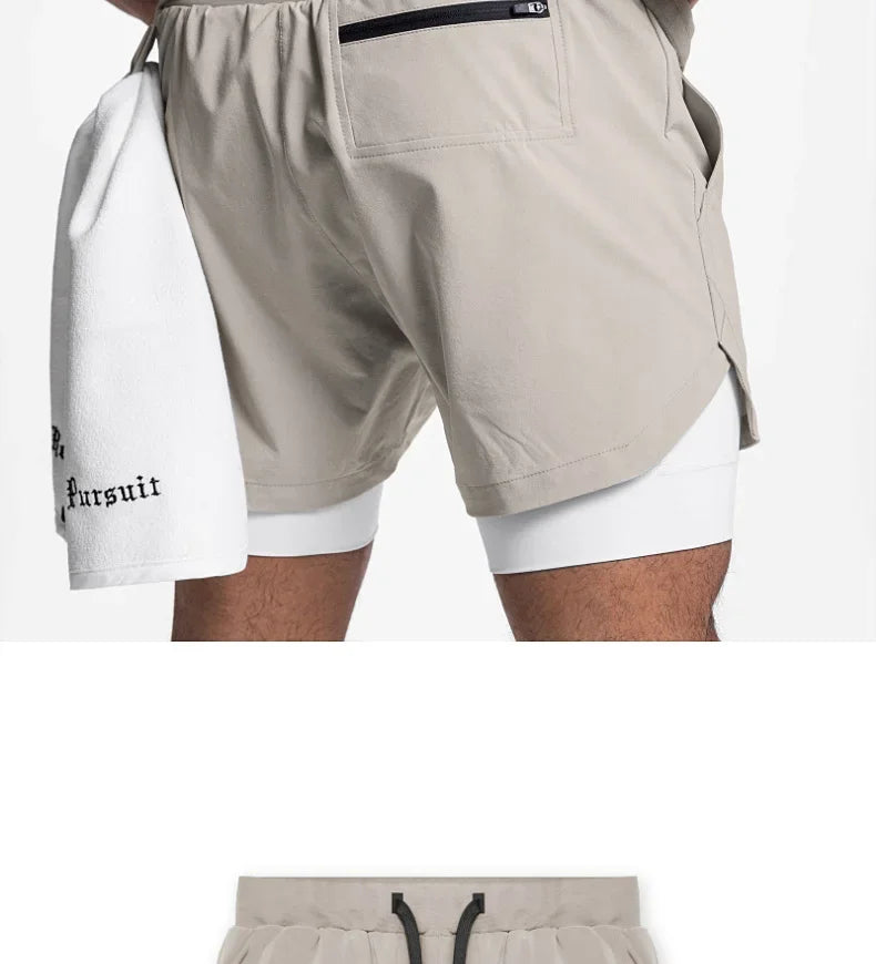 Mens Gyms Fitness 2 in 1 Quick Dry Shorts