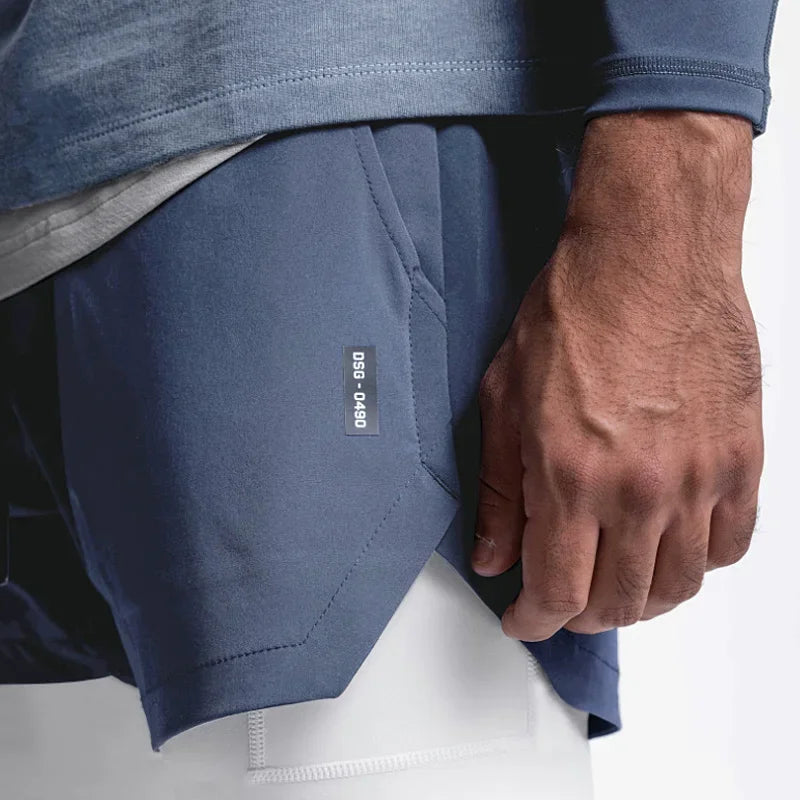Mens Gyms Fitness 2 in 1 Quick Dry Shorts