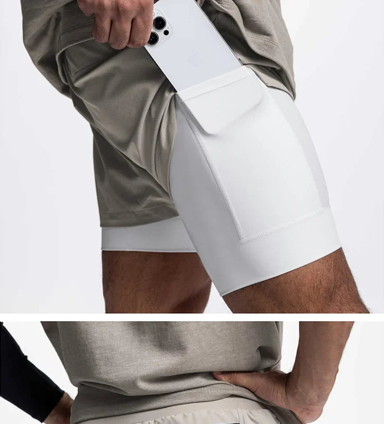 Mens Gyms Fitness 2 in 1 Quick Dry Shorts