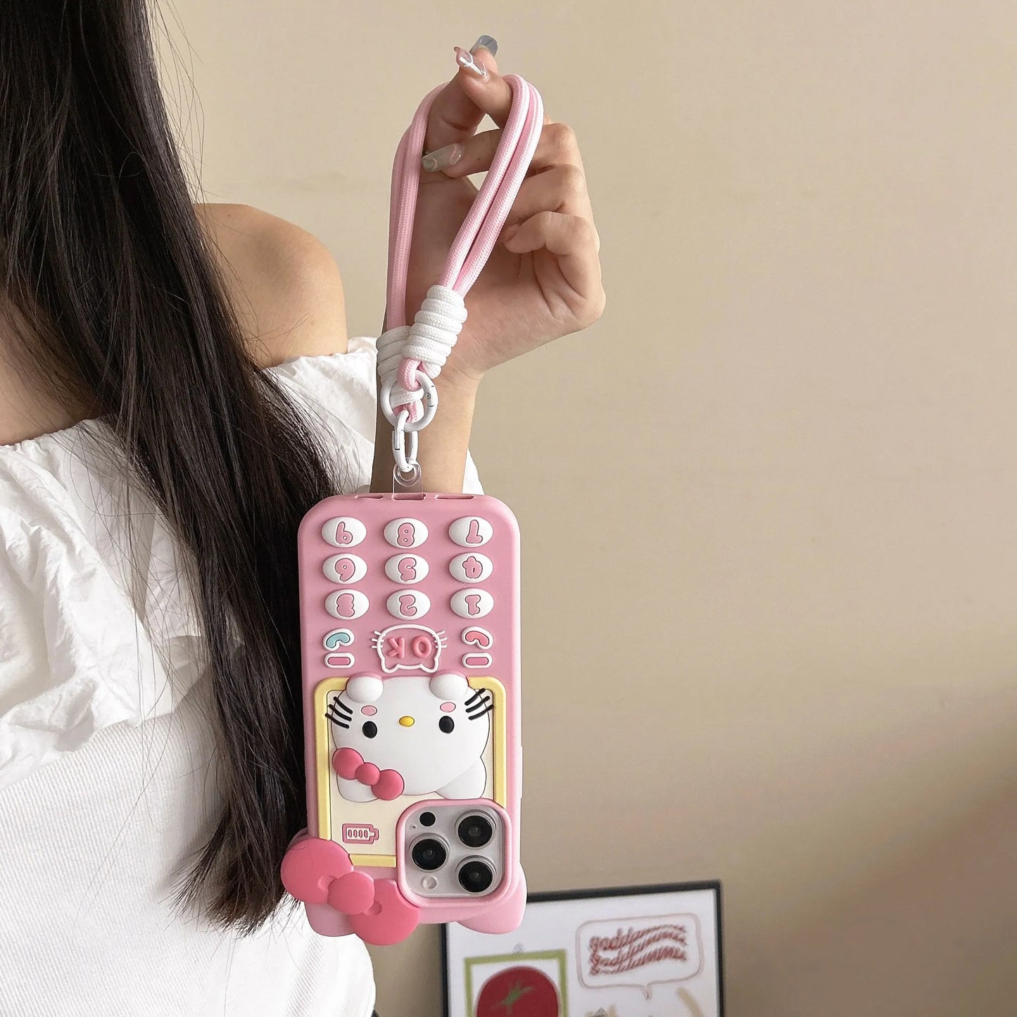 Cute 3D Telephone Hello Kitty Phone Case for iPhone