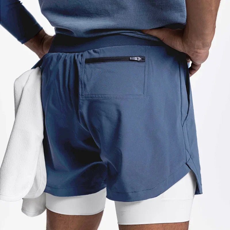 Mens Gyms Fitness 2 in 1 Quick Dry Shorts