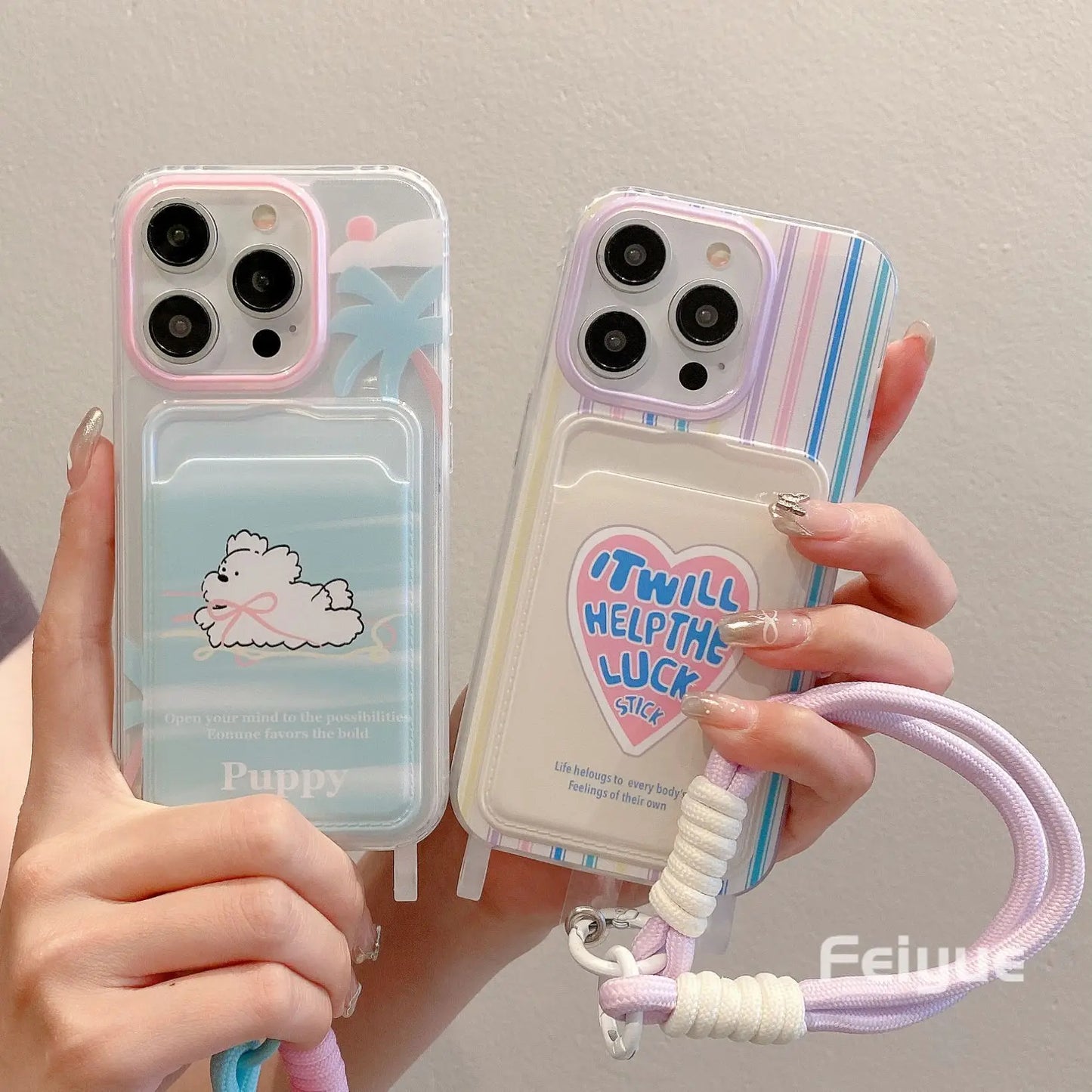 Cute Soft Phone Case with a Card Holder Wallet Shockproof Cover